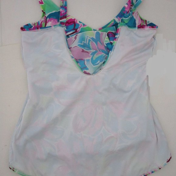 42D Tropical One Piece Shaper Swimsuit Bright Teal Pink Lime - Picture 10 of 10